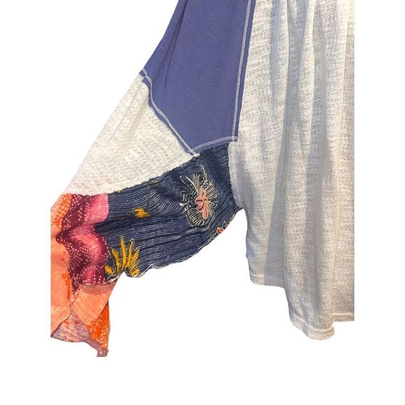 We The Free Free People Friday Fever Patch Work Detail Bell Sleeves Top size S - Picture 5 of 16